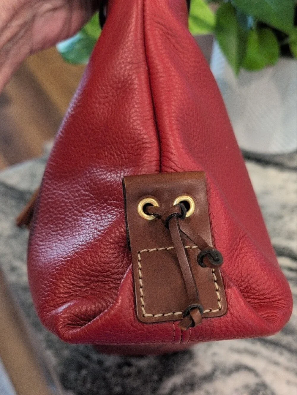 Dooney & Bourke Tassel Drawstring Pebbled Leather Satchel Bag